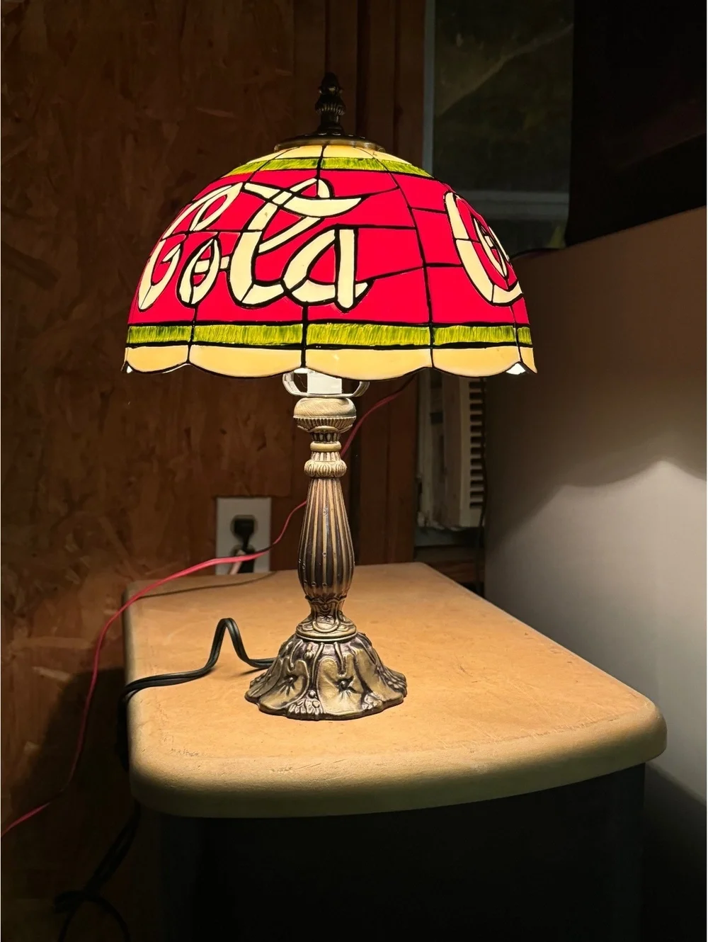Vintage Coca-Cola Stained Glass Table Lamp